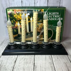 Vintage Christmas Window Candelabra 5 Electric Lights Plastic Drip Candolier
